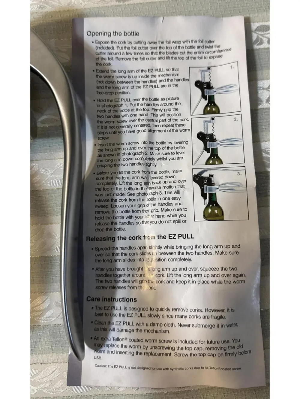 Le Gourmet Chef Ezpull Corkscrew Remover Heavy Duty Steel Extra Parts Easy 2 Use